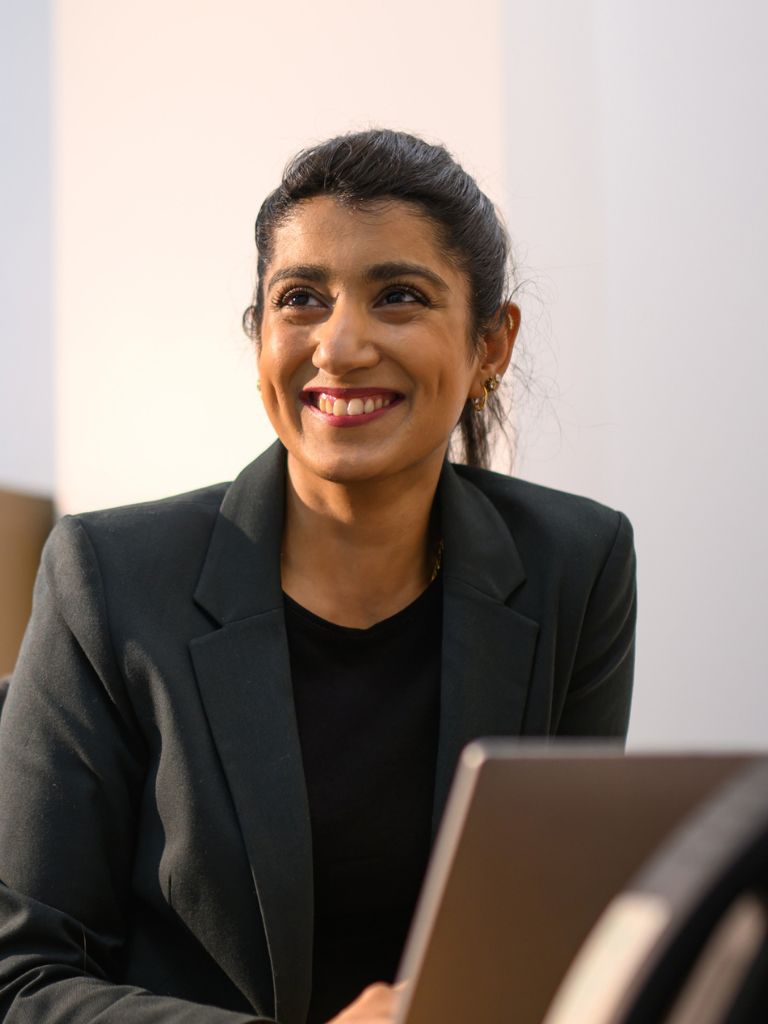 Office worker smiling